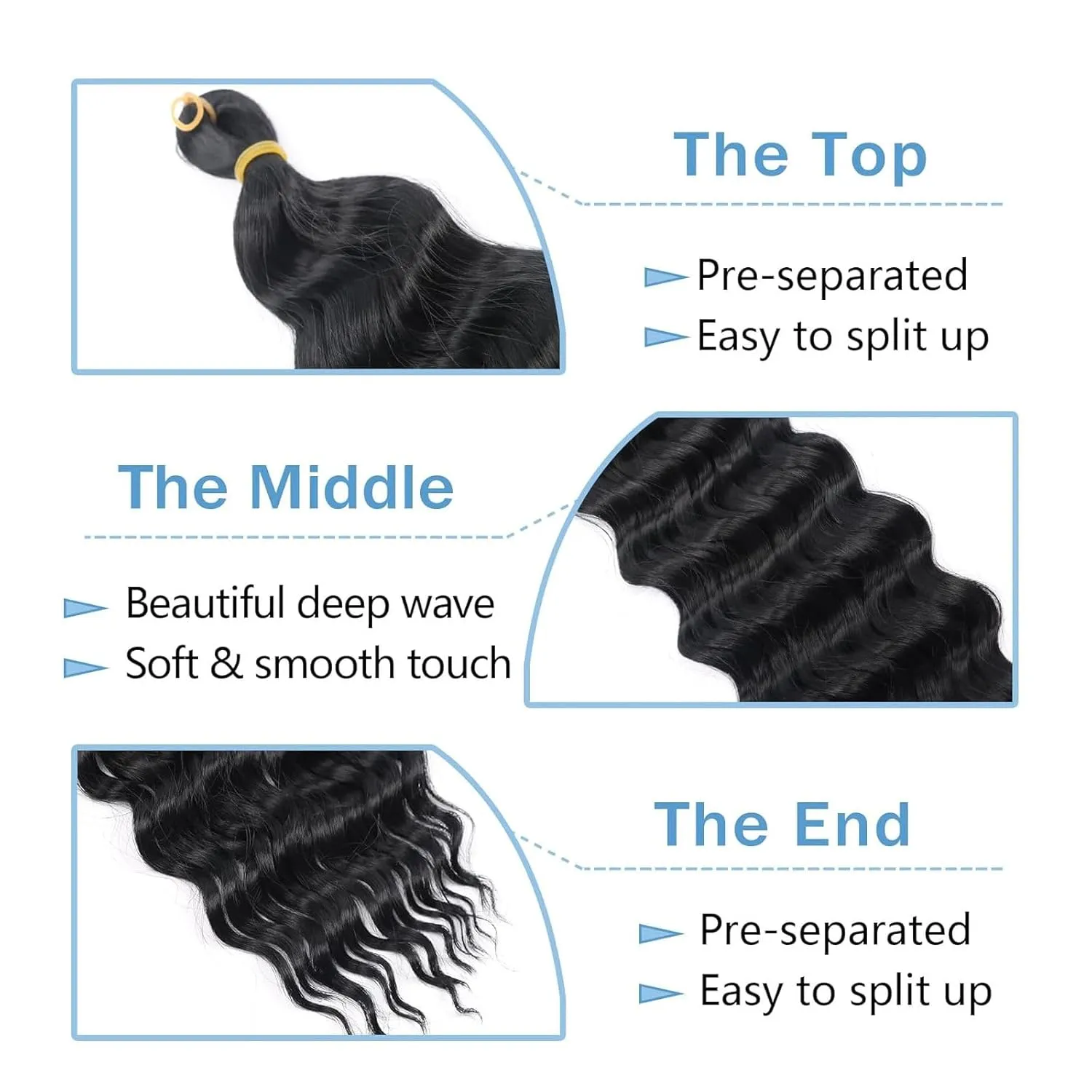 Deep Wave Crochet Hair Black Synthetic Water Wave Crochet Hair for Goddess 22Inch 3 Packs Wet and Wavy Braiding Hair Pre Stretched