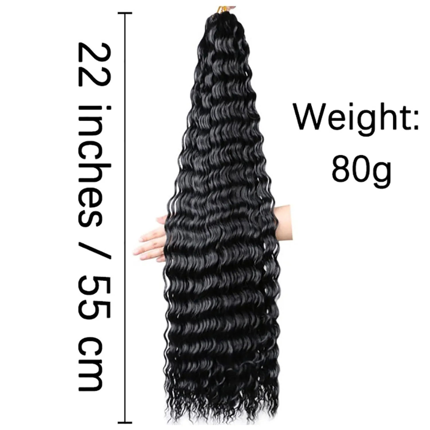 Deep Wave Crochet Hair Black Synthetic Water Wave Crochet Hair for Goddess 22Inch 3 Packs Wet and Wavy Braiding Hair Pre Stretched