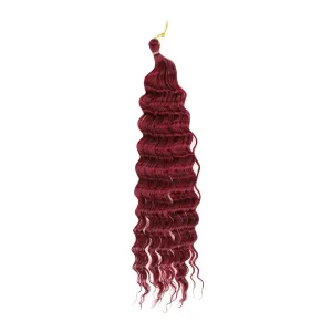 Deep Wave Crochet Hair Wine Red Synthetic Water Wave Crochet Hair for Goddess 22Inch 3 Packs Wet and Wavy Braiding Hair Pre Stretched Ombre A