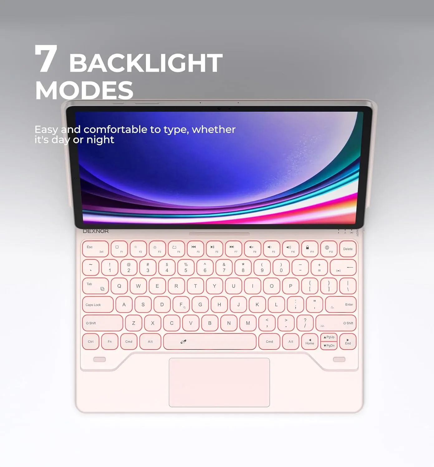 Dexnor for Samsung Galaxy Tab S10  Plus/S9  Plus/S9 FE  Plus/S8  Plus/S7  Plus/S7 FE Case with Keyboard 12.4" Floating Cantilever Magnetic Stand Multi-Touch Trackpad Backlit S Pen Holder - Pink