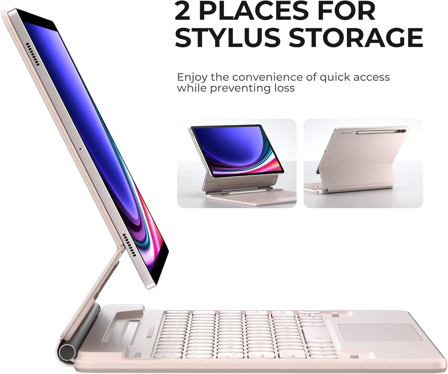 Dexnor for Samsung Galaxy Tab S10  Plus/S9  Plus/S9 FE  Plus/S8  Plus/S7  Plus/S7 FE Case with Keyboard 12.4" Floating Cantilever Magnetic Stand Multi-Touch Trackpad Backlit S Pen Holder - Pink