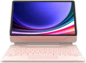 Dexnor for Samsung Galaxy Tab S10  Plus/S9  Plus/S9 FE  Plus/S8  Plus/S7  Plus/S7 FE Case with Keyboard 12.4" Floating Cantilever Magnetic Stand Multi-Touch Trackpad Backlit S Pen Holder - Pink