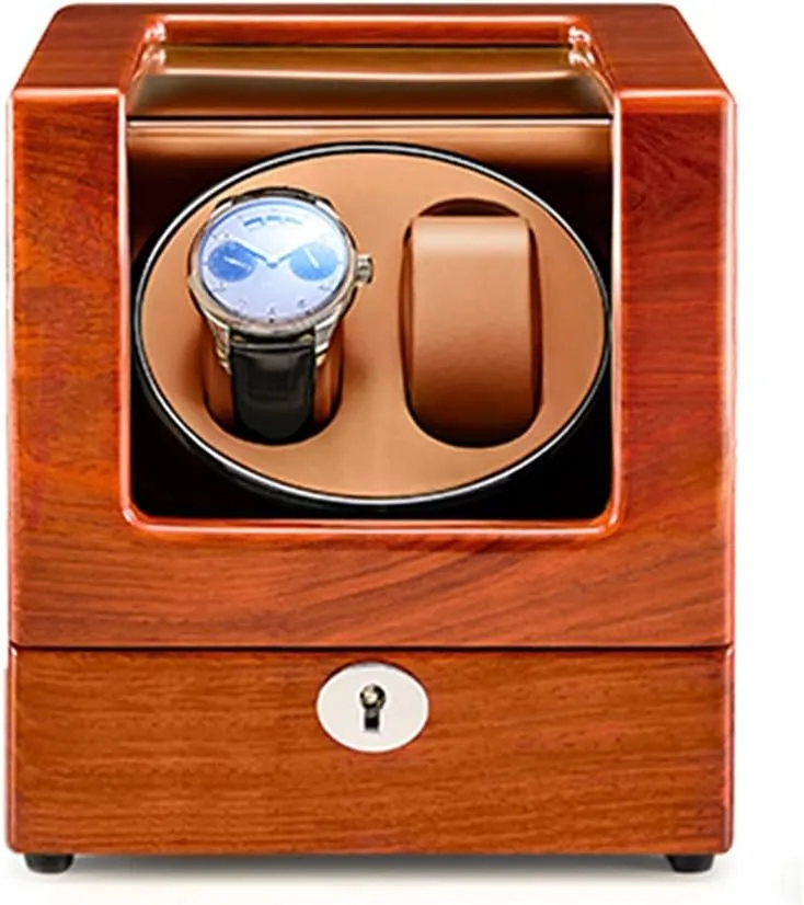 Display Box Double Watch Winder for Automatic Watches, Solid Wood Shell,Extremely Silent, Suitable for Ladies and Men's Wrist