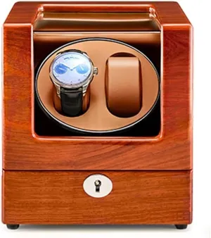 Display Box Double Watch Winder for Automatic Watches, Solid Wood Shell,Extremely Silent, Suitable for Ladies and Men's Wrist(Rosewood brown)