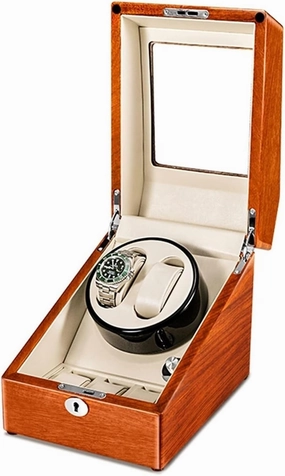 Display Box Solid Wood Watch Winder for 2 0/2 3 Automatic Watches, with Super Quiet, 4 Rotation Mode Setting, Fit Lady and Man Watches(Rosewood white,2 0)