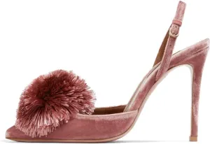 Divanne Pumps for Women,Puff Pompom High Heels Pointed Toe Slingback Pumps Stiletto Heel Sandals Evening Party Wedding Shoes