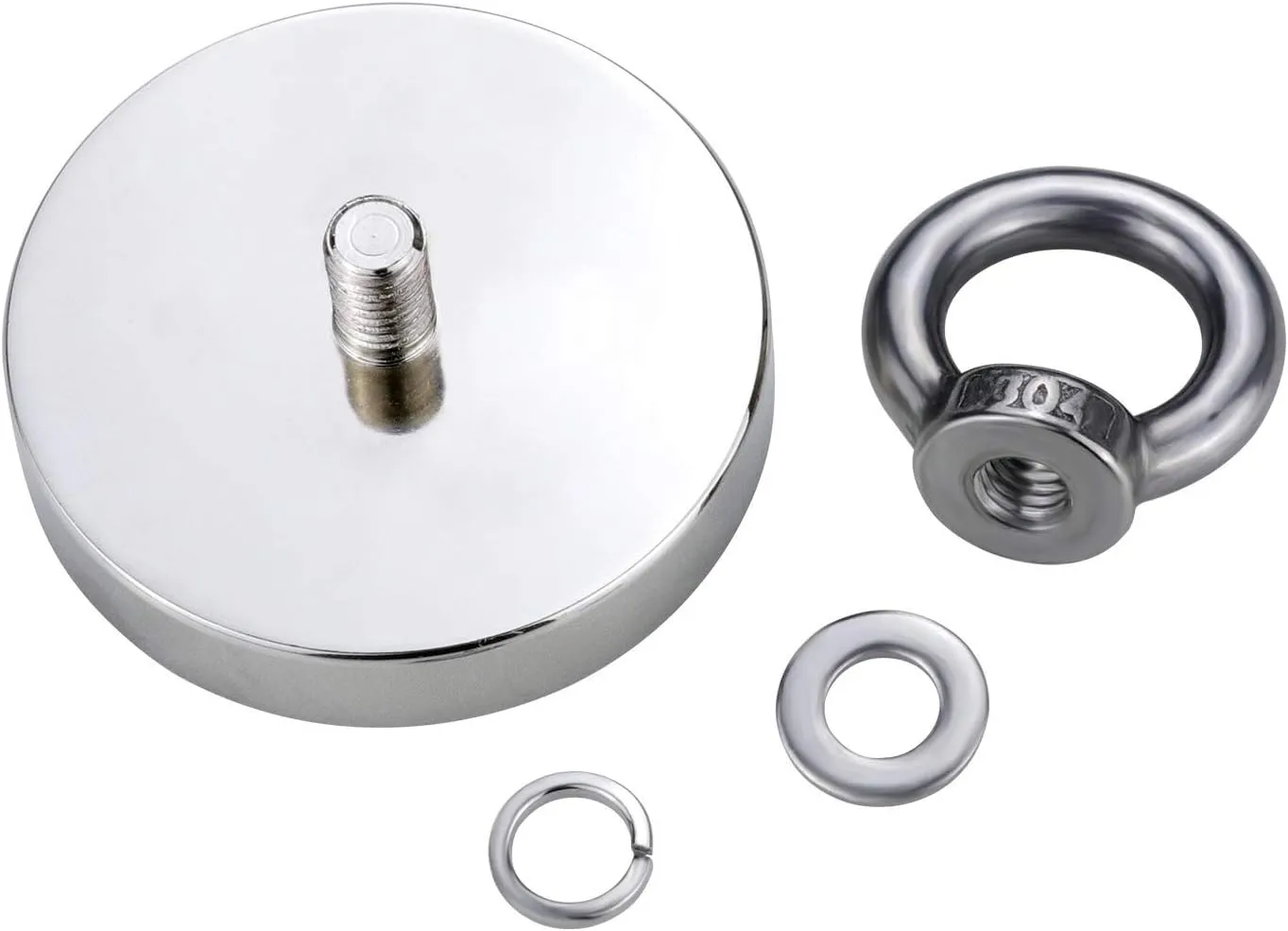 DIYMAG Super Strong Neodymium Fishing Magnets, 500 LBS(227 KG) Pulling Force Rare Earth Magnet with Countersunk Hole Eyebolt Diameter 2.36 INCH(60mm) for Retrieving in River and Magnetic Fishing