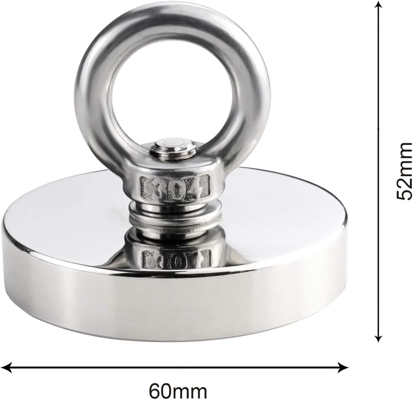 DIYMAG Super Strong Neodymium Fishing Magnets, 500 LBS(227 KG) Pulling Force Rare Earth Magnet with Countersunk Hole Eyebolt Diameter 2.36 INCH(60mm) for Retrieving in River and Magnetic Fishing