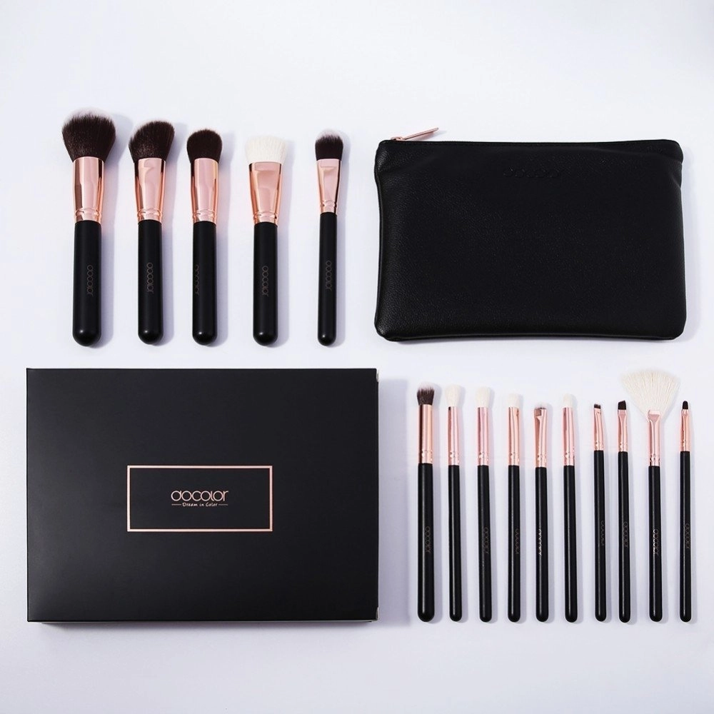Docolor 15 Pieces pro makeup brush set   Pouch