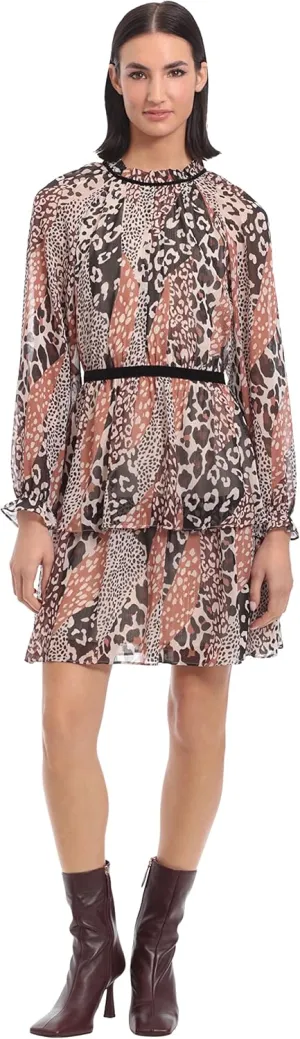 Donna Morgan Women's Plus Size Tiered Skirt Dress with Ruffle Details