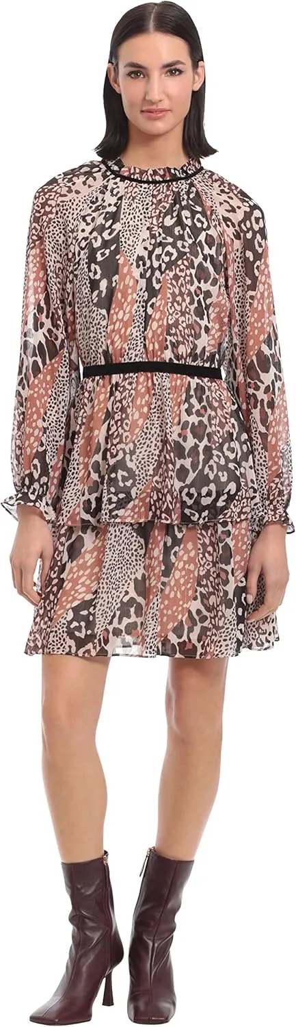 Donna Morgan Women's Plus Size Tiered Skirt Dress with Ruffle Details