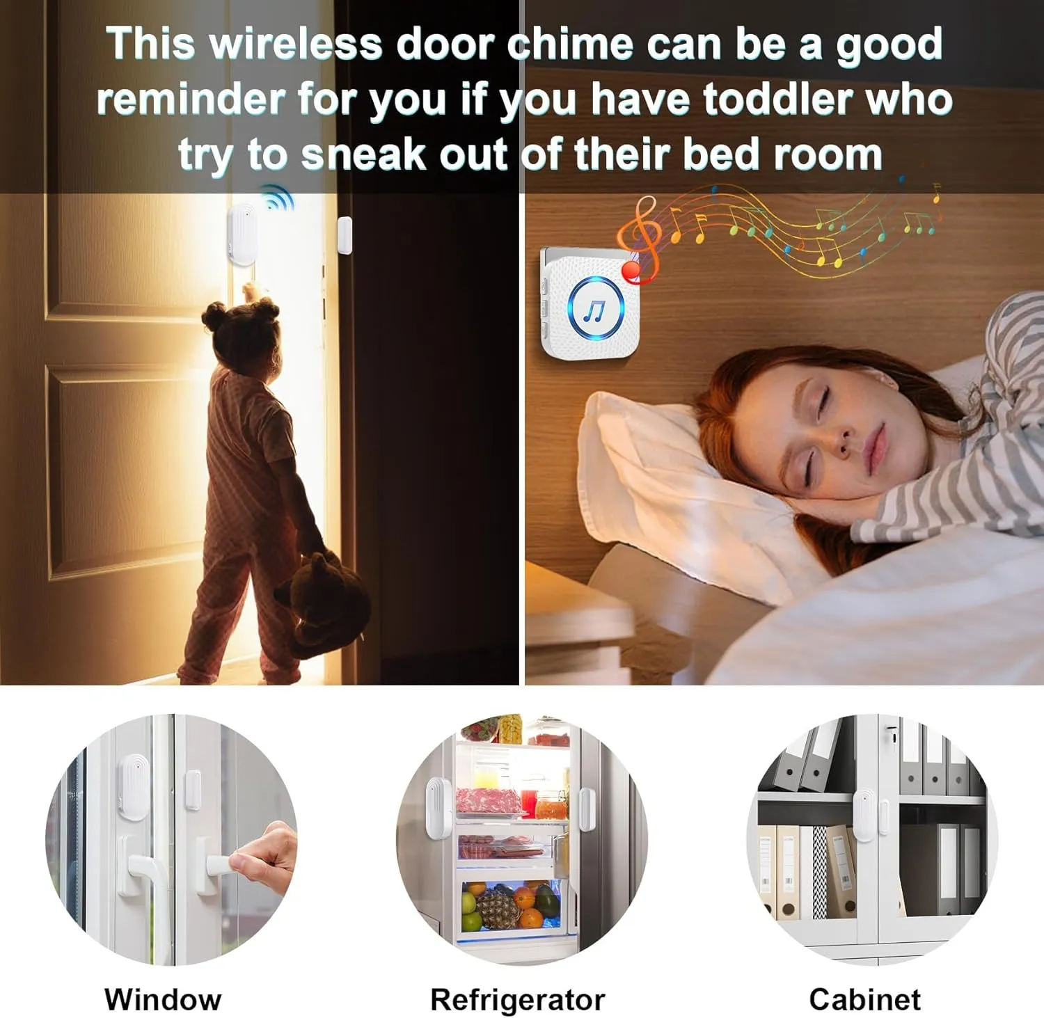 Door Chime,SanJie Wireless Door Sensor Chime When Door Opens,Door Entry Alarm Chime for Business/Home/Kids,500 FT Range,26 Chimes 5 Adjustable Volume Door Ringer Alert 2 Sensors   1 Receivers