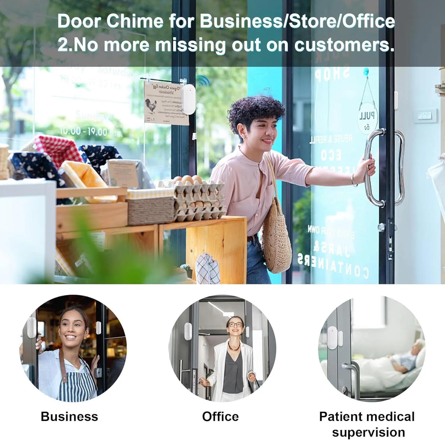 Door Chime,SanJie Wireless Door Sensor Chime When Door Opens,Door Entry Alarm Chime for Business/Home/Kids,500 FT Range,26 Chimes 5 Adjustable Volume Door Ringer Alert 2 Sensors   1 Receivers