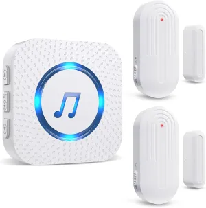 Door Chime,SanJie Wireless Door Sensor Chime When Door Opens,Door Entry Alarm Chime for Business/Home/Kids,500 FT Range,26 Chimes 5 Adjustable Volume Door Ringer Alert 2 Sensors   1 Receivers