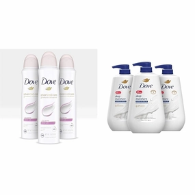 Dove Advanced Care Dry Spray Antiperspirant Deodorant for Women, Powder Soft & Body Wash with Pump Deep Moisture For Dry Skin Moisturizing Skin Cleanser with 24hr Renewing Mi