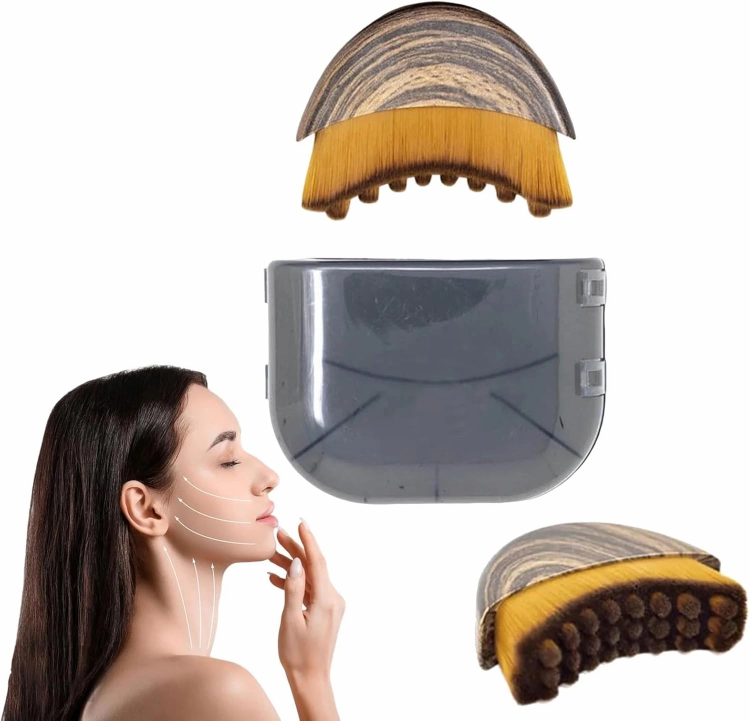 Drainage Face Brush Soft for Face Contour Lymphatic Drainage Conture, Ultra-Soft Bristles, Dry Brushing Face Brush, Chin & Jawline Sculpting, Ergonomically Designed Fit The Skin Precisely(4PCS)