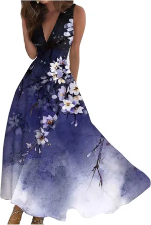 Dresses for Women 2024,Women's Summer Maxi Dress Casual Swing Flowy Floral Fashion Basic Sundresses