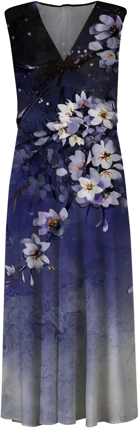 Dresses for Women 2024,Women's Summer Maxi Dress Casual Swing Flowy Floral Fashion Basic Sundresses