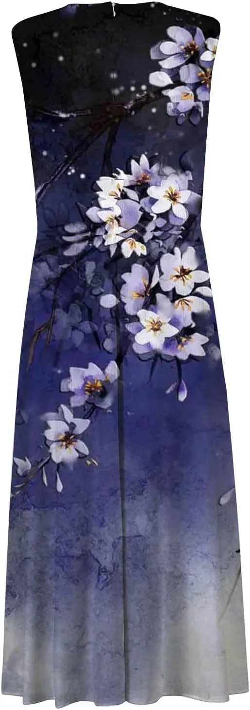 Dresses for Women 2024,Women's Summer Maxi Dress Casual Swing Flowy Floral Fashion Basic Sundresses