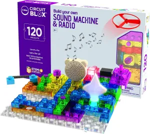 E-Blox Building Blocks STEM Circuit Kit, 120 Projects, Build Your Own Sound Machine & Radio, Build Real Working FM Radio & Listen to Favorite Station, Science, Birthday Gift, Boys, Girls, 8 