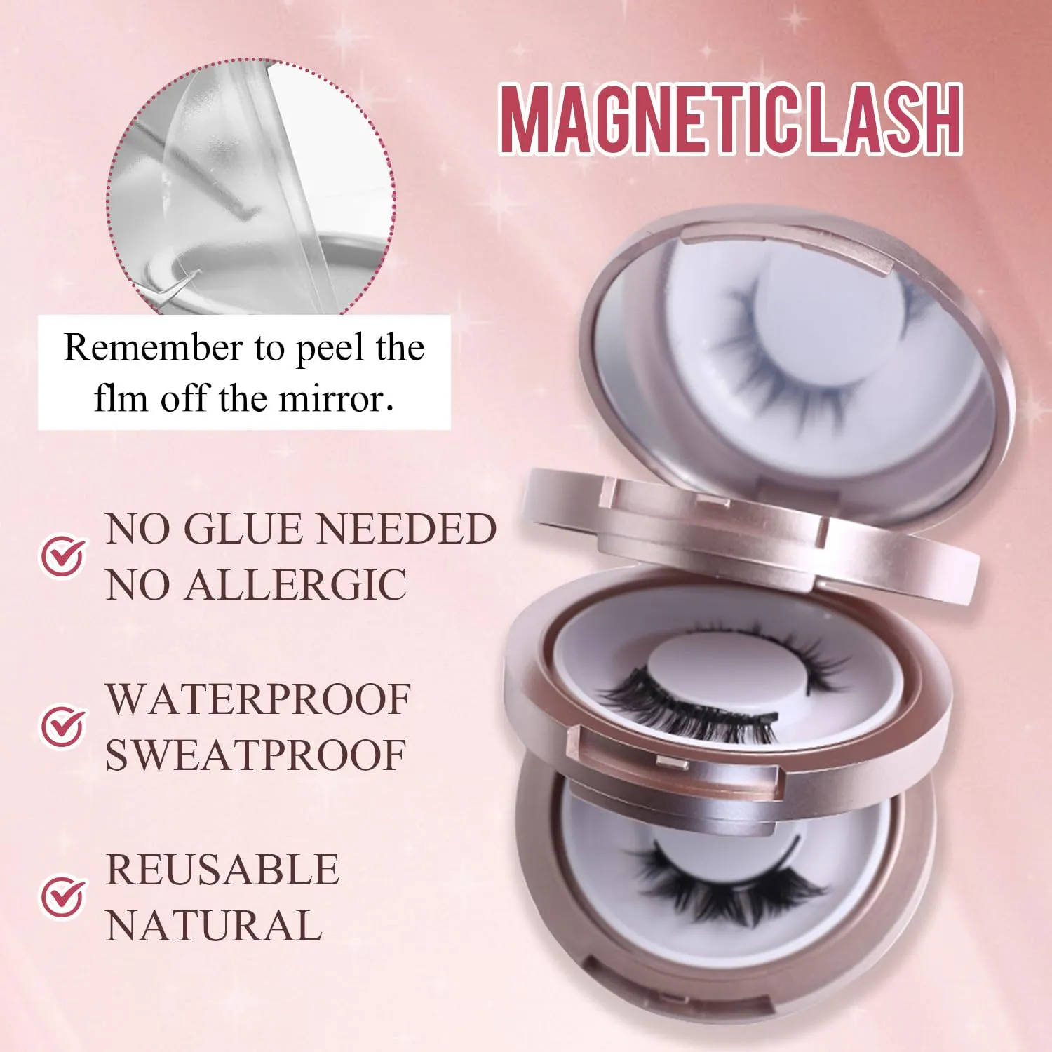 Elara Craft Magnetic Eyelashes, Magnetic Eyelashes with Applicator Natural, Soft Magnet Lashes Natural Look, Reusable Glue-free False Eyelashes Series (Nature Series(EA10 EM10))