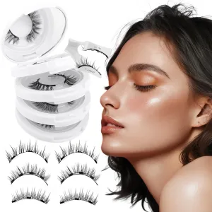 Elara Craft Magnetic Eyelashes,Magnetic Eyelashes with Applicator Eyelashes 3 Pair Reusable No Glue Needed Cat Eye Natural Look Lashes Kit