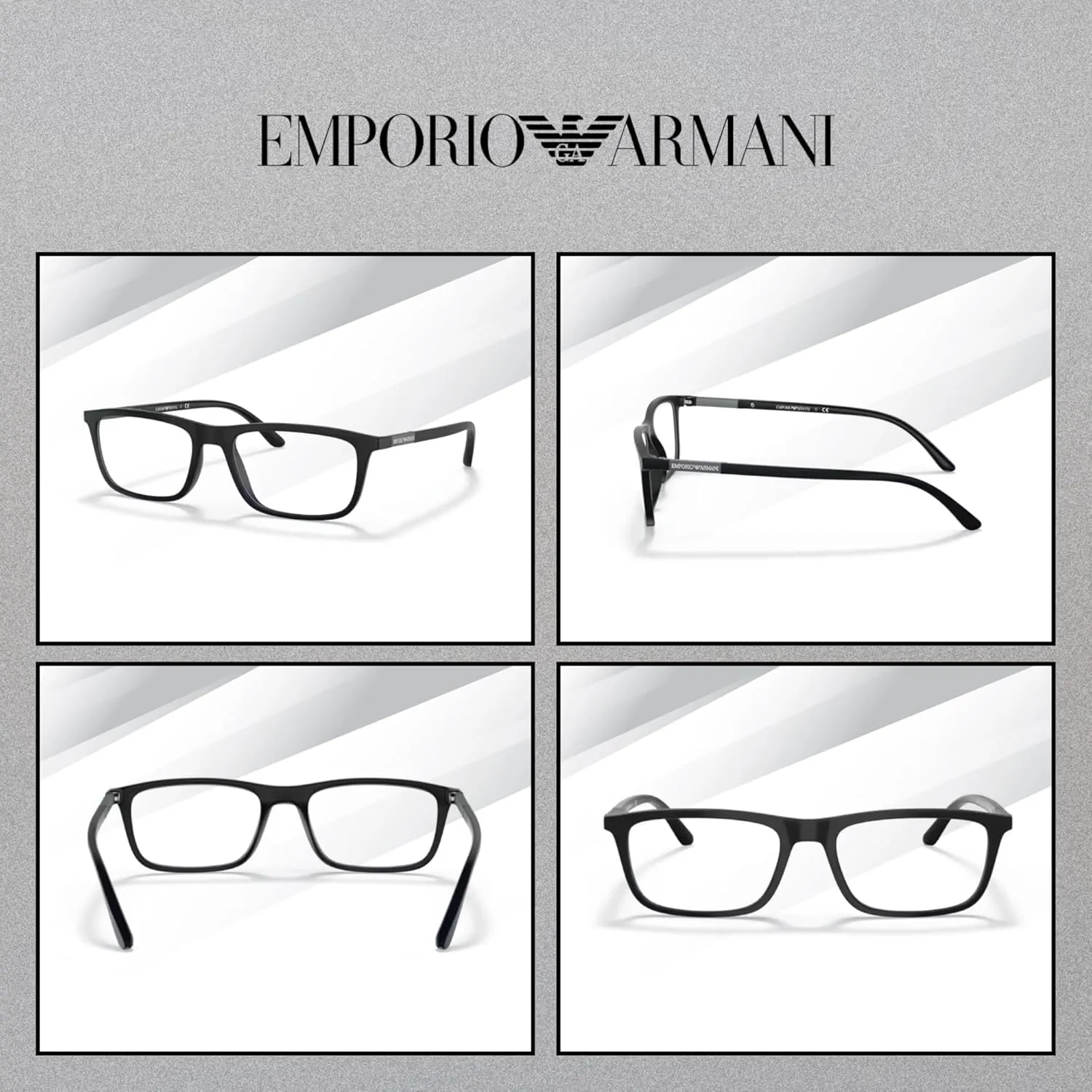 Emporio Armani EA4160 Rectangle Eyeglasses for Men   TWO FREE Magnetic Sun Lenses   BUNDLE With Designer iWear Eyewear Kit