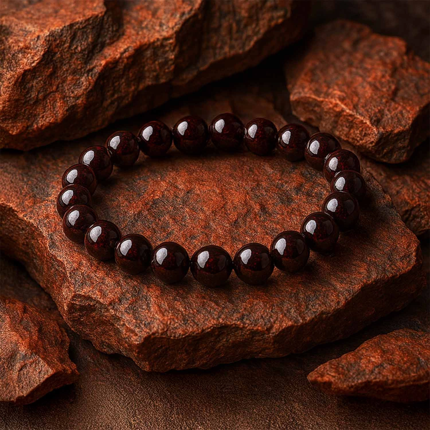Energizing Garnet Natural Stone Bracelet