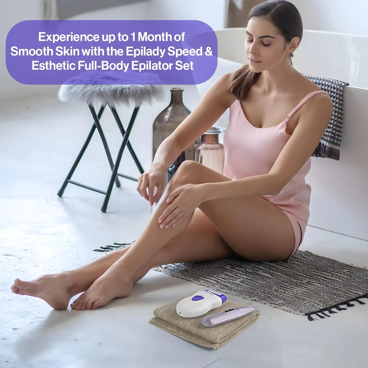Epilady Face & Body Hair Removal Device Bundle, Speed Corded Epilator   Esthetic Facial Hair Removal for Women, Epilator for Women Legs, Arms, Underarms, Face, Bikini (Purple)