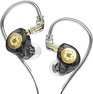 erjigo EDXPro KZ EDX in-Ear Monitors, HiFi Stereo Stage/Studio IEM Noise Isolating Sport Earphones/Earbuds/Headphones with Detachable Cable for Musician Audiophile (Without Mic, Translucent Black)