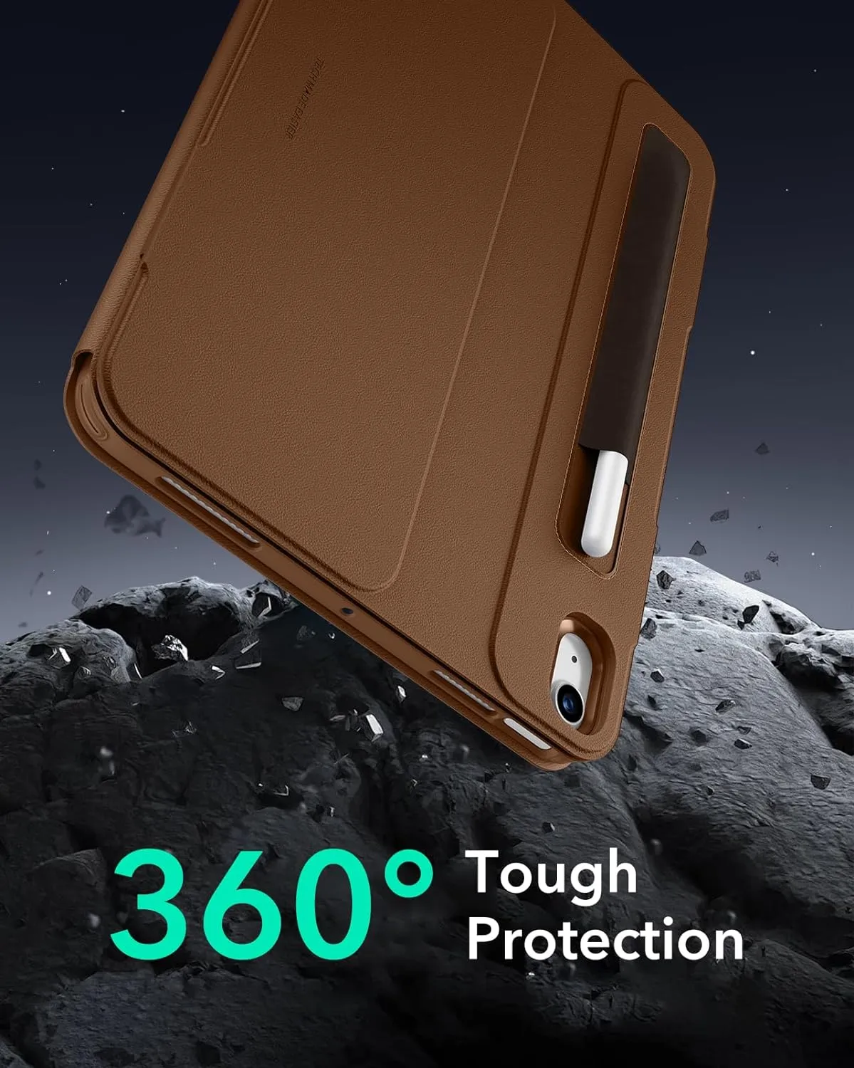 ESR for iPad Air 11 Inch Case M2(2024), iPad Air 6th/5th/4th Gen Case (2024/2022/2020), Removable Magnetic Cover, Adjustable Portrait/Landscape Stand with Raised Screen View, 9 Standing Angles, Brown