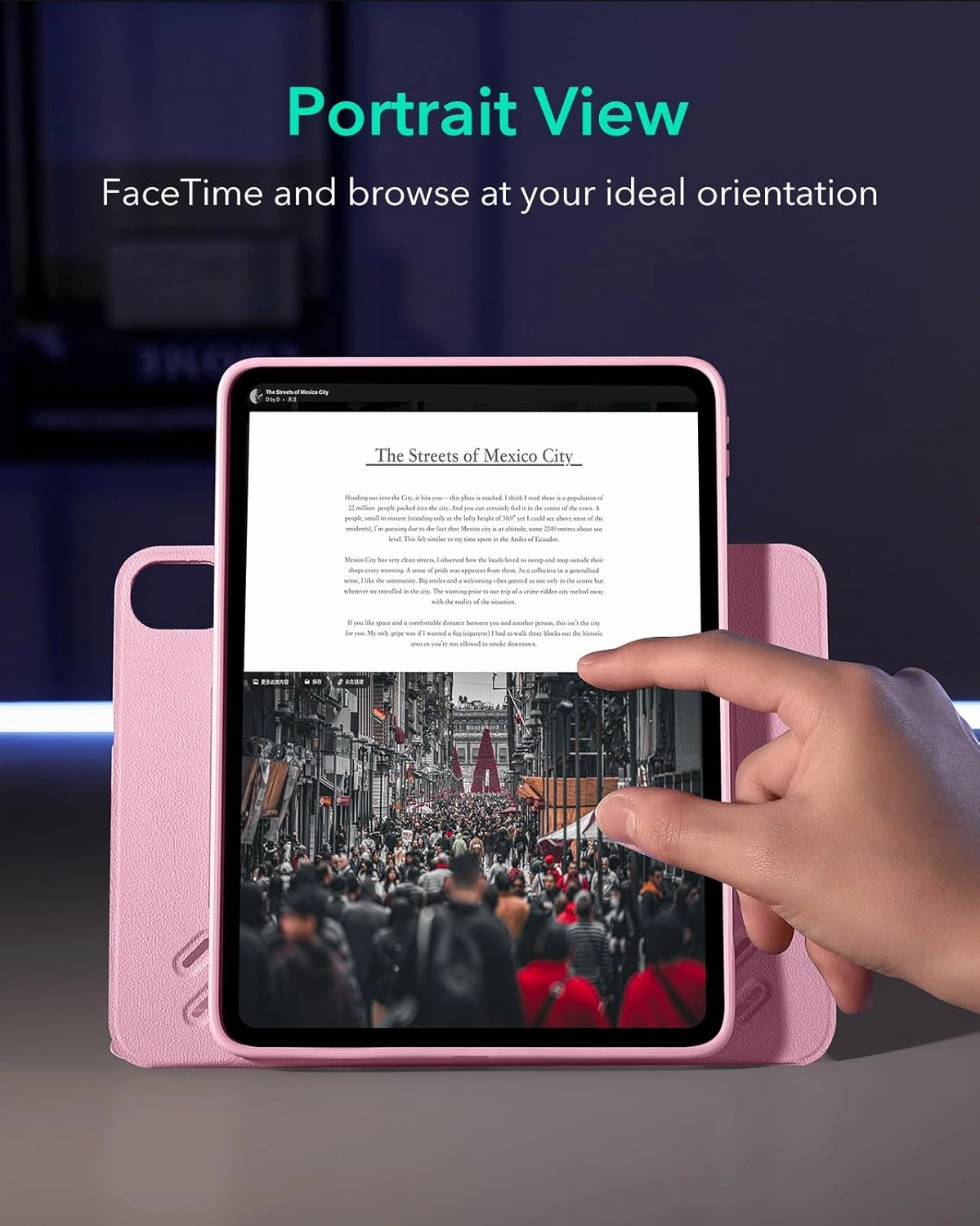 ESR for iPad Air 11 Inch Case (2025) M3/M2, iPad Air 7th/6th/5th/4th Gen Case (2024/2022/2020) 10.9 Inch, Removable Magnetic Cover, Adjustable Portrait/Landscape Stand, 9 Standing Angles, Pink