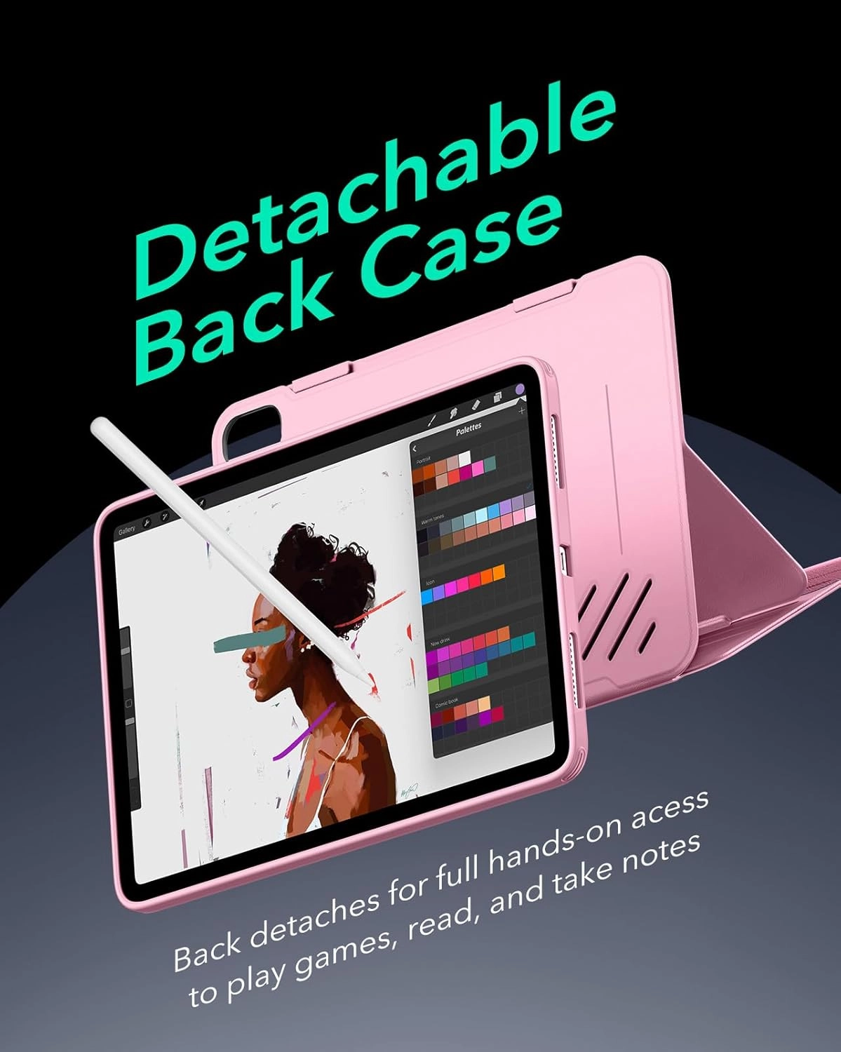 ESR for iPad Air 11 Inch Case (2025) M3/M2, iPad Air 7th/6th/5th/4th Gen Case (2024/2022/2020) 10.9 Inch, Removable Magnetic Cover, Adjustable Portrait/Landscape Stand, 9 Standing Angles, Pink