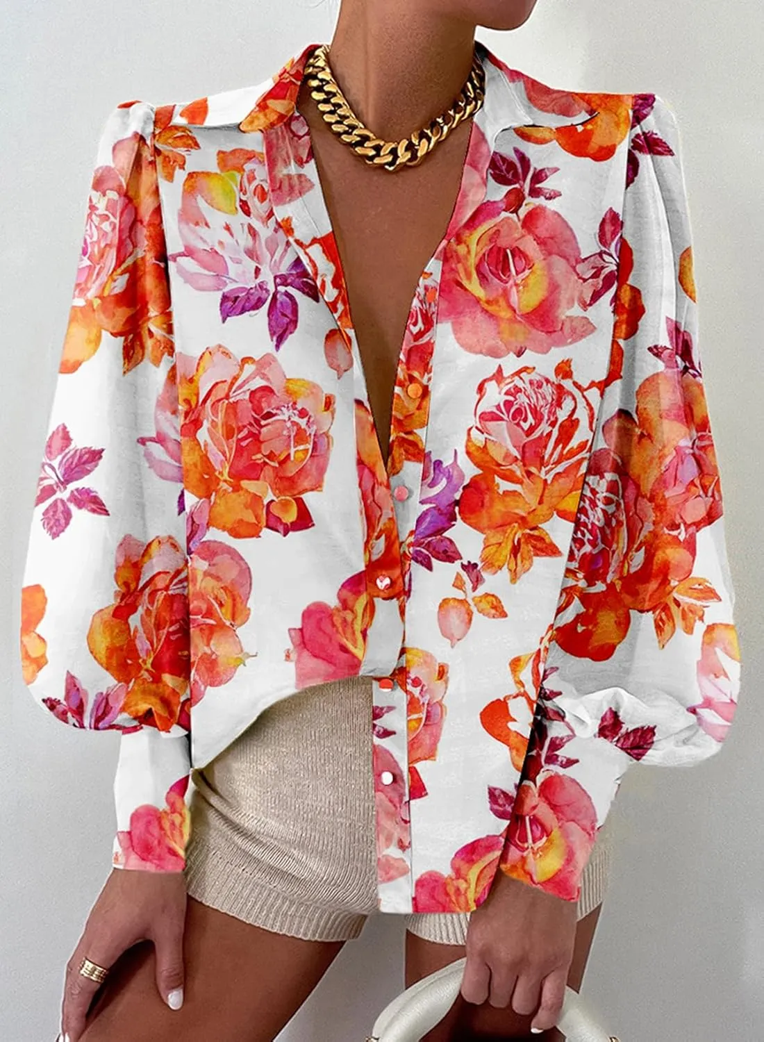 EVALESS Womens Tops Button Down Shirts Print Long Sleeve Blouses for Women Fashion 2025