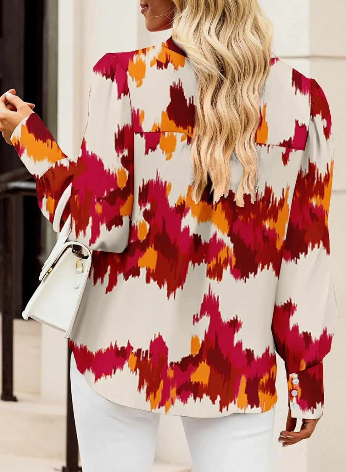 EVALESS Womens Tops Button Down Shirts Print Long Sleeve Blouses for Women Fashion 2025