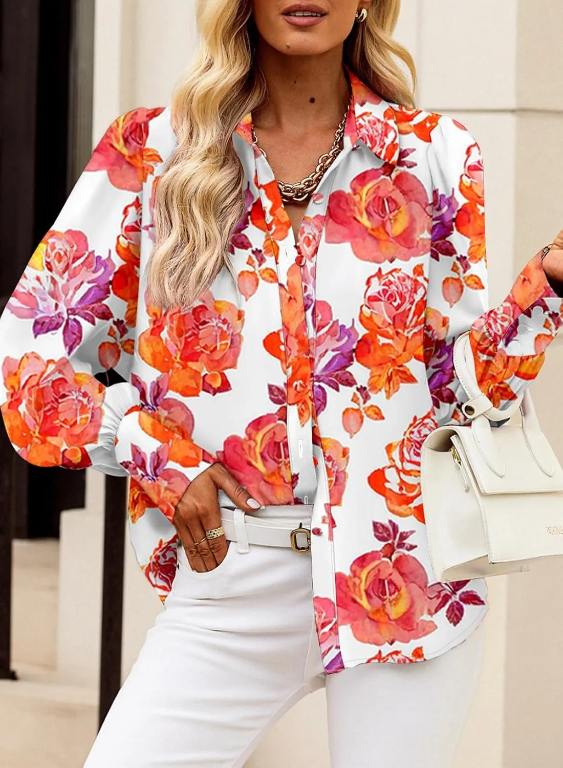 EVALESS Womens Tops Button Down Shirts Print Long Sleeve Blouses for Women Fashion 2025