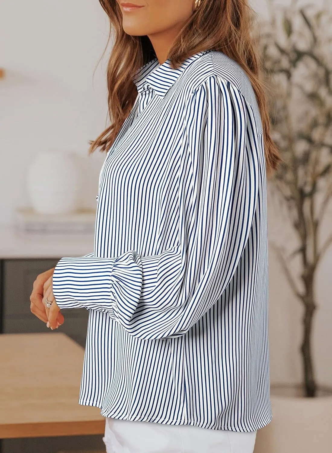 EVALESS Womens Tops Button Down Shirts Print Long Sleeve Blouses for Women Fashion 2025