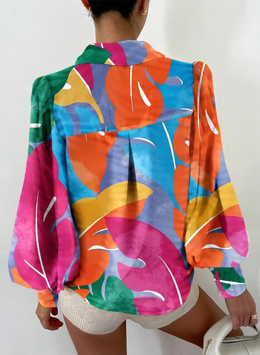 EVALESS Womens Tops Button Down Shirts Print Long Sleeve Blouses for Women Fashion 2025