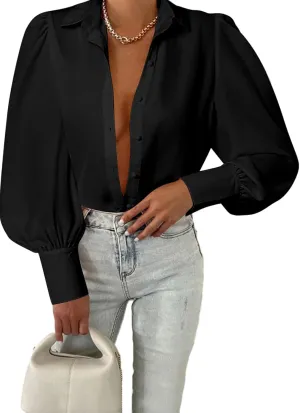 EVALESS Womens Tops Button Down Shirts Print Long Sleeve Blouses for Women Fashion 2025