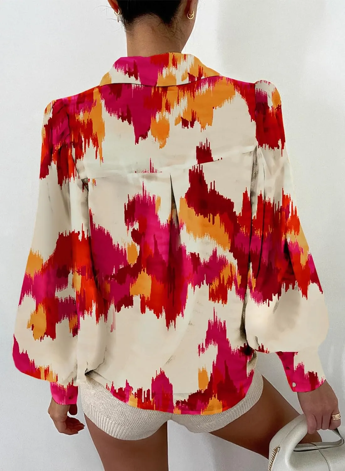 EVALESS Womens Tops Button Down Shirts Print Long Sleeve Blouses for Women Fashion 2025