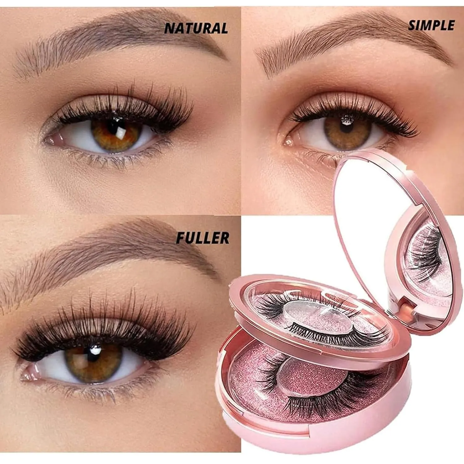 Ez Bella Lashes, Aerliss EzBella Magnetic Lashes with Applicator, Natural Look Magnetic Eyelashes, No Glue or Liner Needed False Eyelashes, Reusable Magnetic Eyelashes (Color : Simple)