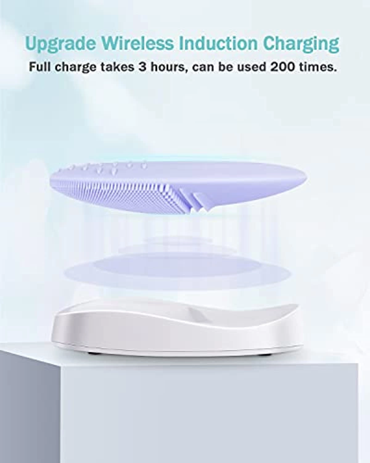 EZBASICS Facial Cleansing Brush Made with Ultra Hygienic Soft Silicone, Waterproof Sonic Vibrating Face Brush for Deep Cleansing, Gentle Exfoliating and Massaging, Inductive Charging (Violet)