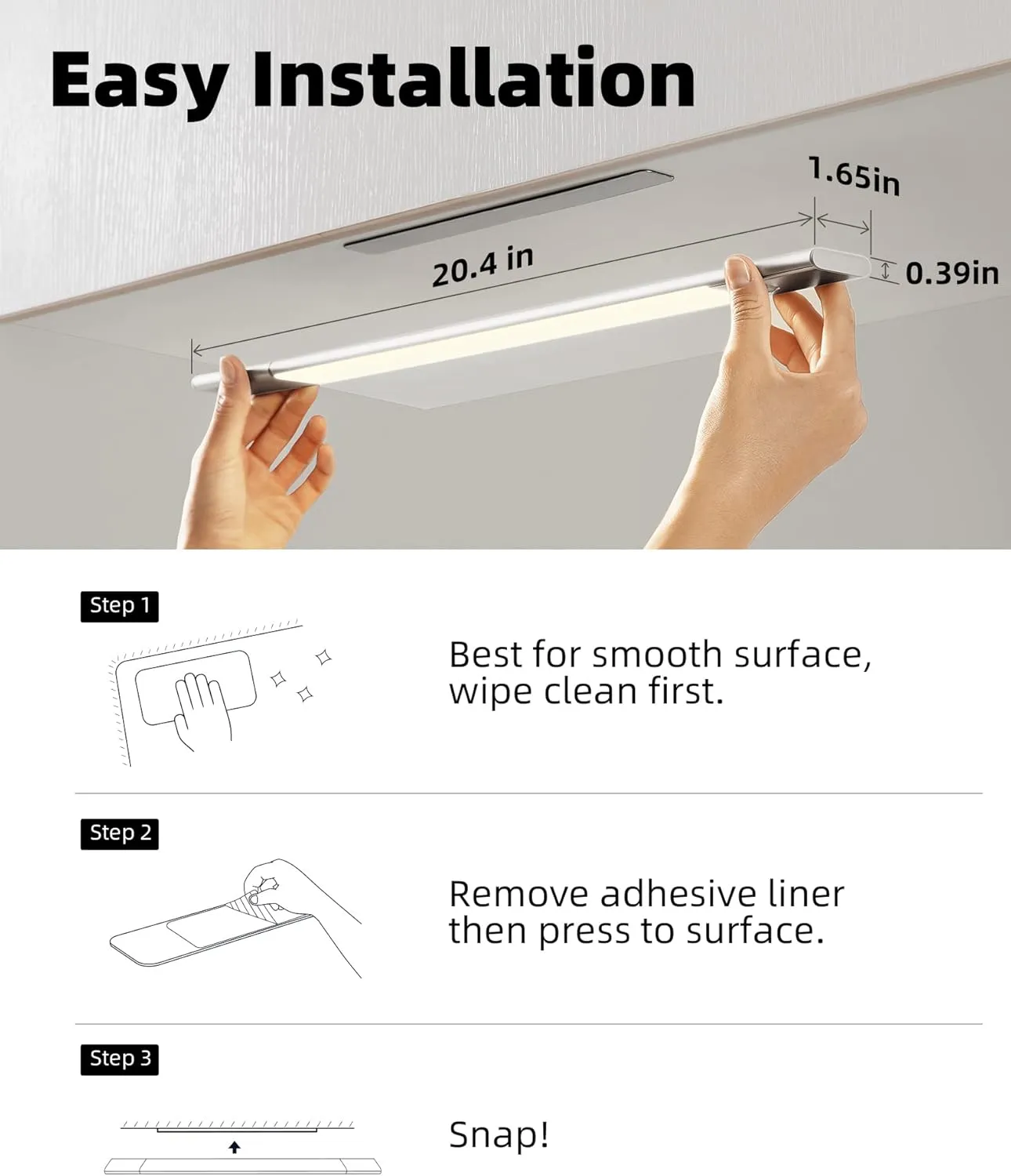 EZVALO Under Cabinet Lighting, 2200mAh Rechargeable Battery, 76 LEDs Dimmable Closet Lights, 3 Color Temps, Motion Sensor Light Indoor for Kitchen, Wardrobe