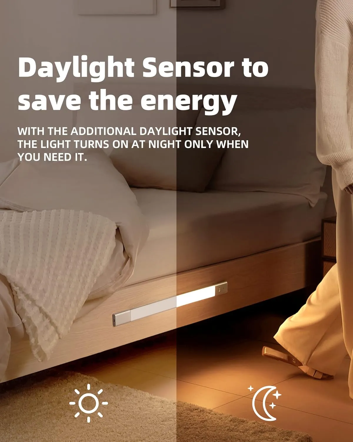 EZVALO Under Cabinet Lighting, 2200mAh Rechargeable Battery, 76 LEDs Dimmable Closet Lights, 3 Color Temps, Motion Sensor Light Indoor for Kitchen, Wardrobe