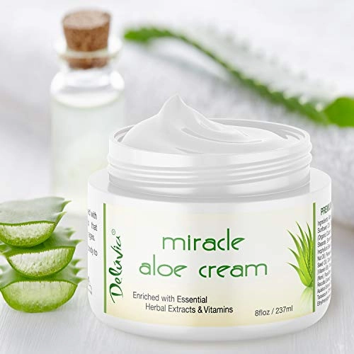 Face & Body Miracle Aloe Vera Moisturizing Cream - Facial Moisturizer Lotion – Day & Night Hydrating Skin Care for Dry, Aging, Sensitive Skin, Eczema, Psoriasis, (8 oz), for Men & Women. by Deluvia