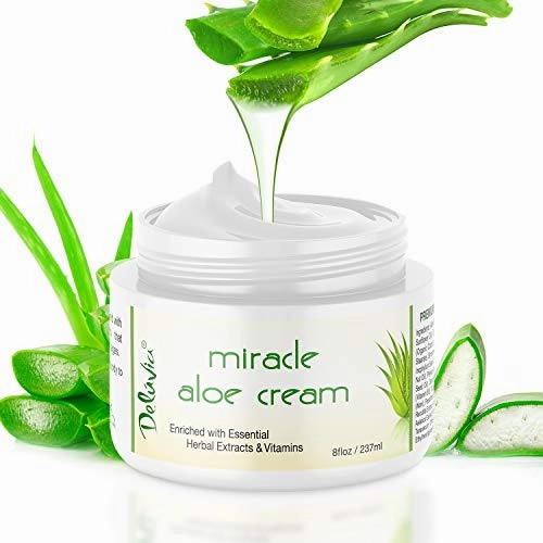 Face & Body Miracle Aloe Vera Moisturizing Cream - Facial Moisturizer Lotion – Day & Night Hydrating Skin Care for Dry, Aging, Sensitive Skin, Eczema, Psoriasis, (8 oz), for Men & Women. by Deluvia