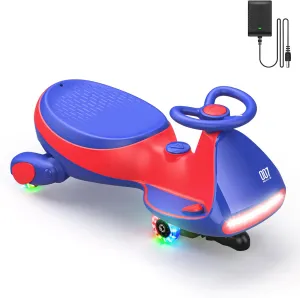 FanttikRide 6V N7 Classic Electric Wiggle Car with Pedal, Rechargeable Battery, CyberWiggle, 2 in 1 Swing Car, 2 Speed, Anti-Rollover, Flashing Wheels, Bluetooth, for Ages 3 and Up, 150 Lbs, Blue