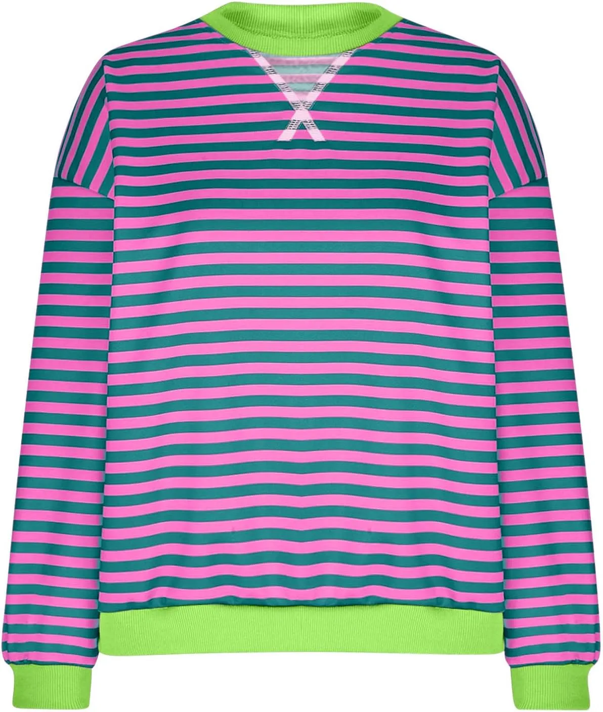 Fashion Tops for Women Trendy 2024 Spring Long Sleeve Shirts Causal Striped Crewneck Sweatshirt Trendy Preppy Clothes
