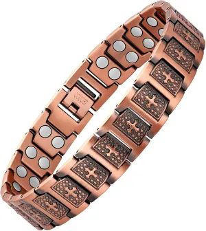 Feraco Copper Cross Bracelet for Men,Magnetic Therapy Bracelet with 46 Magnets - 99.99% Pure Copper