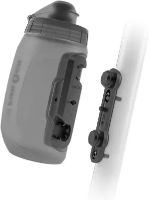 FIDLOCK Twist Bottle 450ml & Bike Base Set | New Leak-Proof, Self-Sealing Bottle Cap | Bike Water Bottle Holder with No Screws & Attached Bottle | Cage Free Magnetic Rack | Smoke